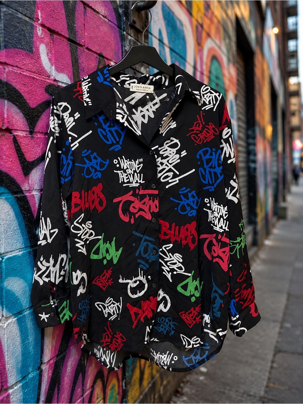 Jon & Anna Contemporary Graffiti Print Button Front Blouse